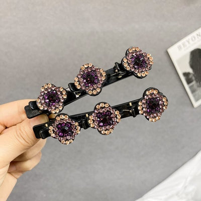 Sparkling Crystal Stone Braided Hair Clips (Pack of 3)