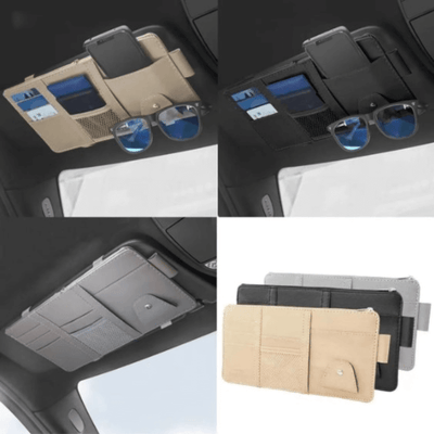 Leather Car Sun Visor Storage Bag