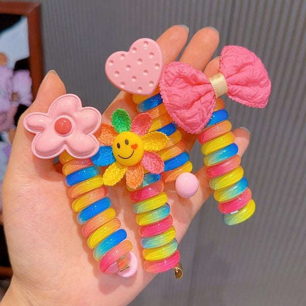 Colorful Telephone Wire Hair Bands for Kids ( 3 pieces)