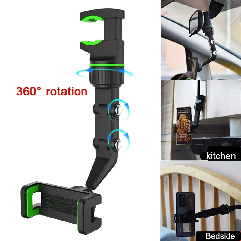 MULTIFUNCTIONAL REARVIEW MIRROR MOBILE PHONE HOLDER